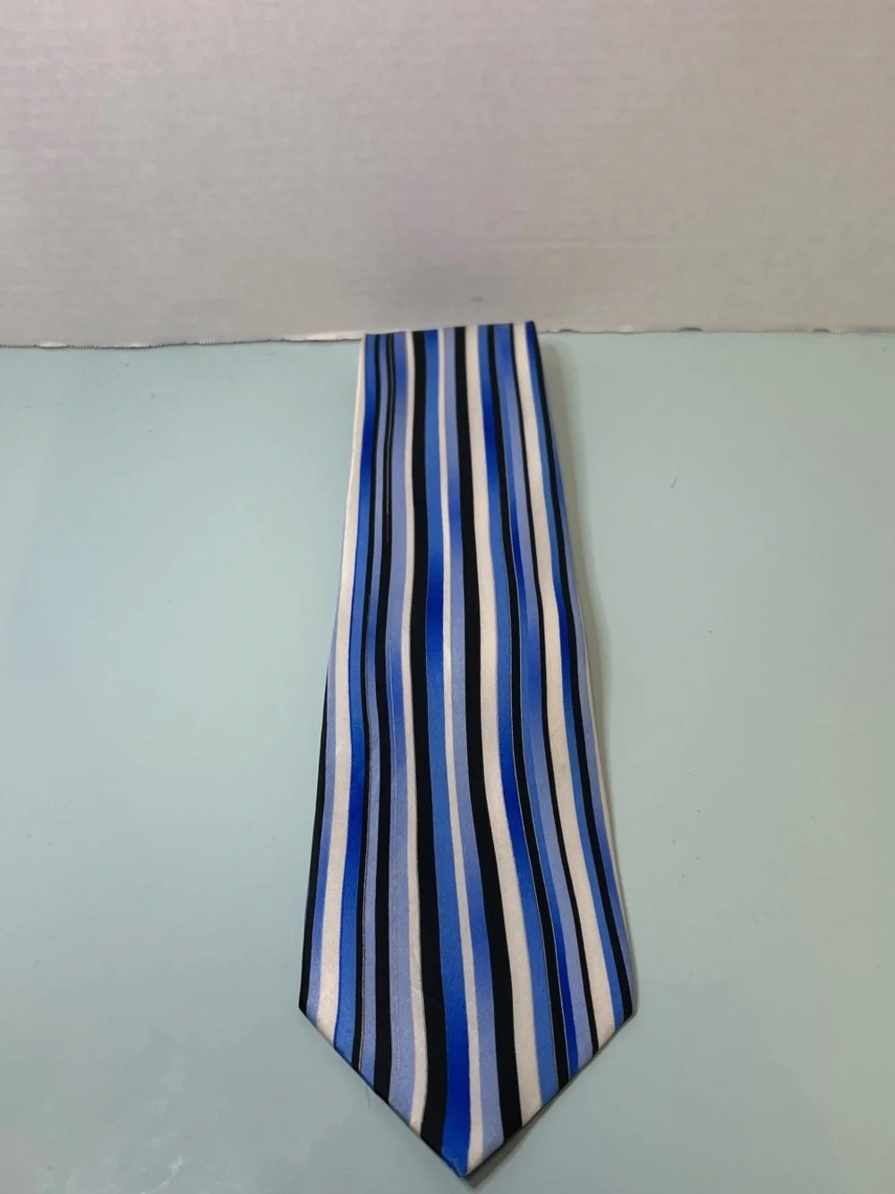 Striped Blue and White Men’s Silk Tie